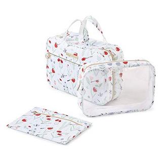 Only-bags.store  Trousse de toilette suspendue, grande trousse de toilette avec crochet, trousse de toilette (fleur blanche) 