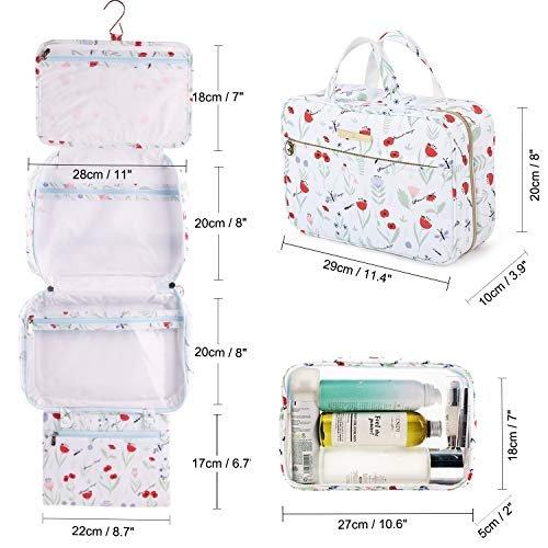 Only-bags.store  Trousse de toilette suspendue, grande trousse de toilette avec crochet, trousse de toilette (fleur blanche) 