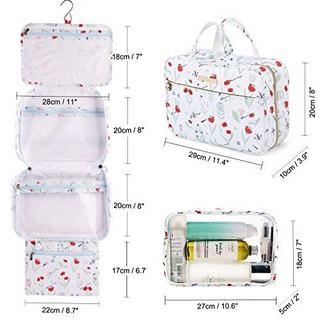 Only-bags.store  Trousse de toilette suspendue, grande trousse de toilette avec crochet, trousse de toilette (fleur blanche) 