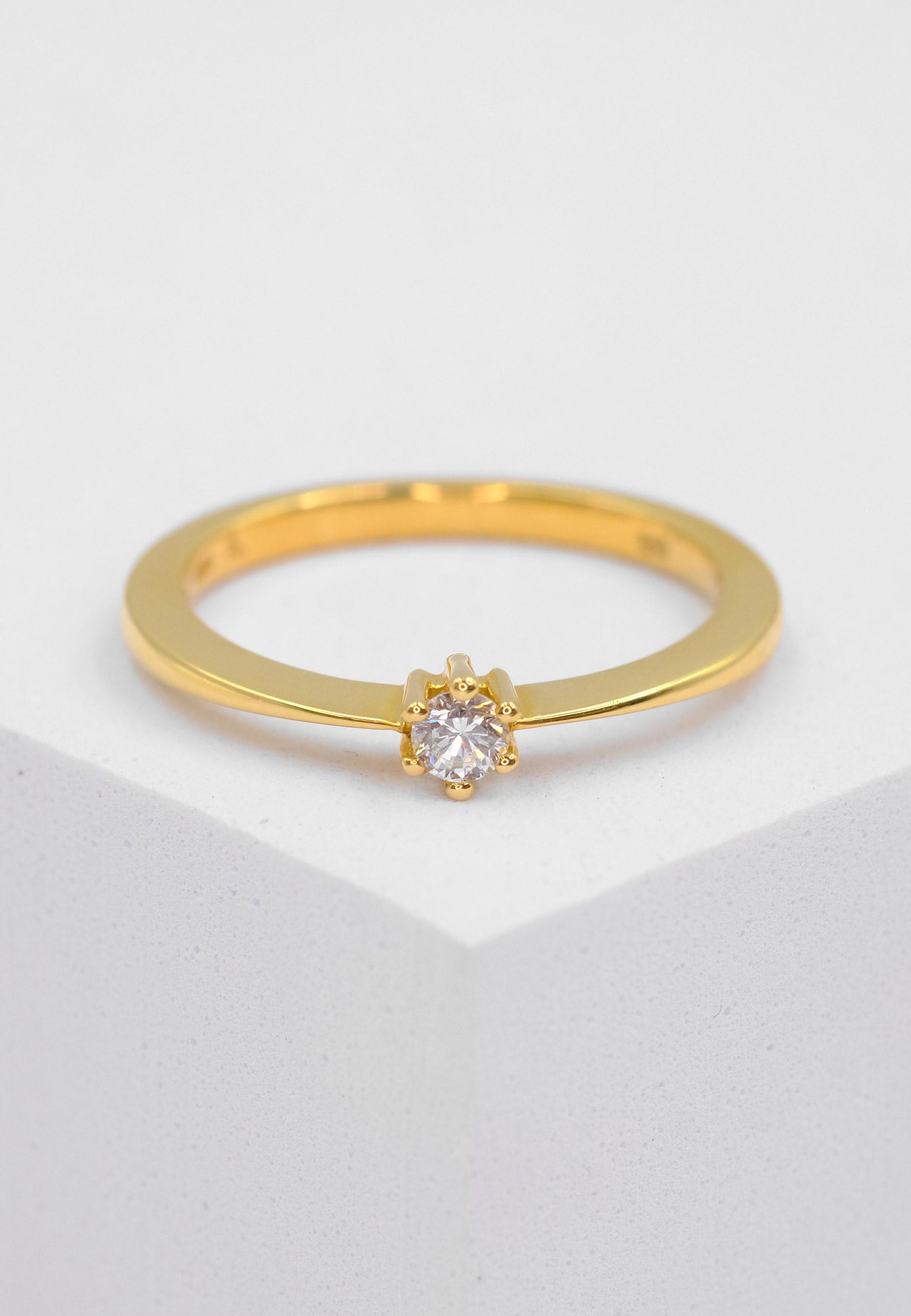 MUAU Schmuck  Bague solitaire diamant 0,10ct. or jaune 750 