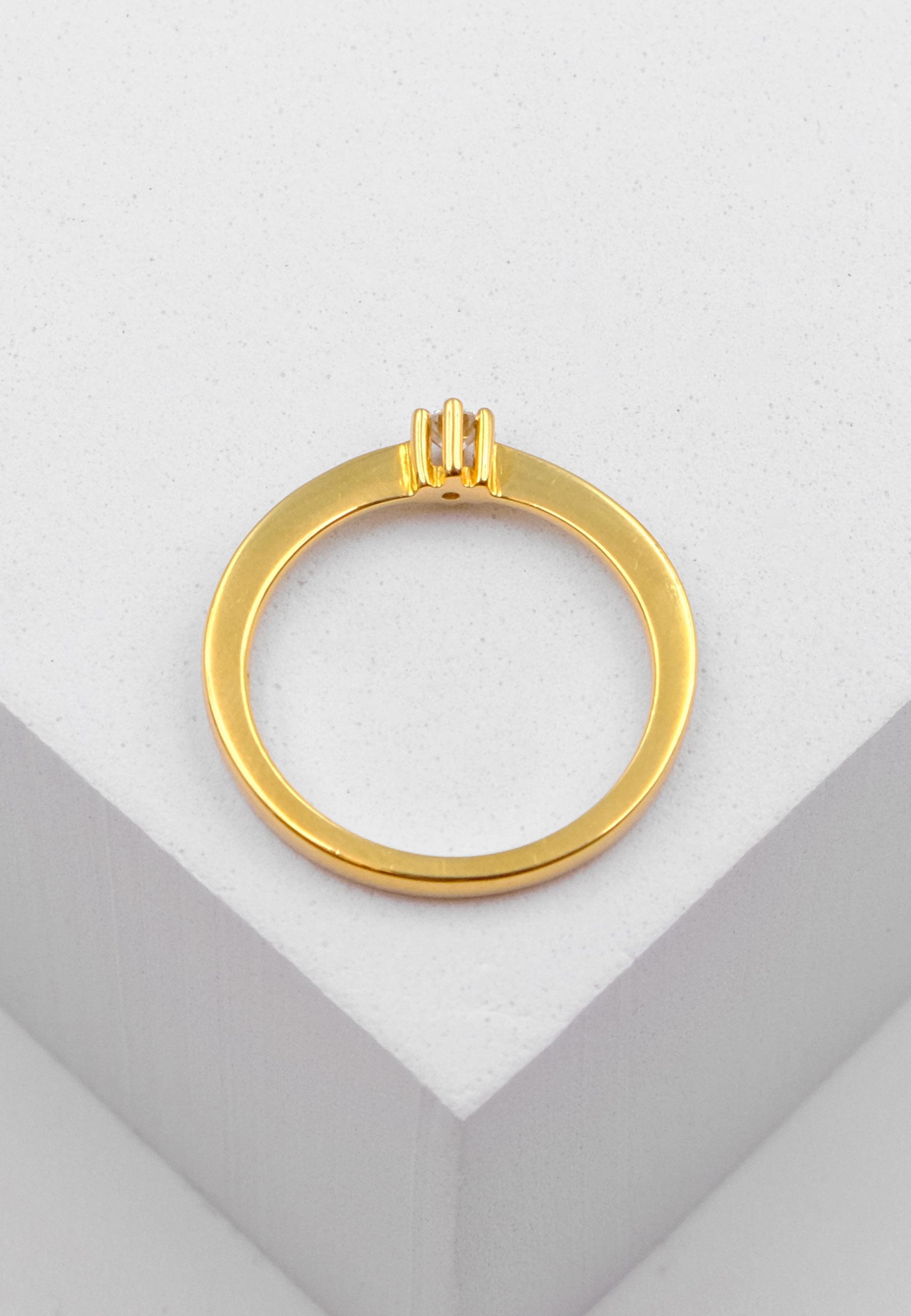 MUAU Schmuck  Solitaire Ring Diamant 0.10ct. Gelbgold 750 