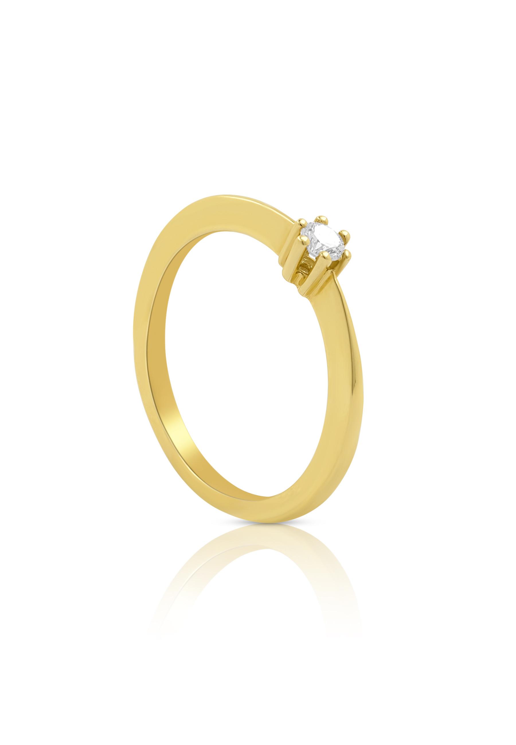 MUAU Schmuck  Bague solitaire diamant 0,10ct. or jaune 750 