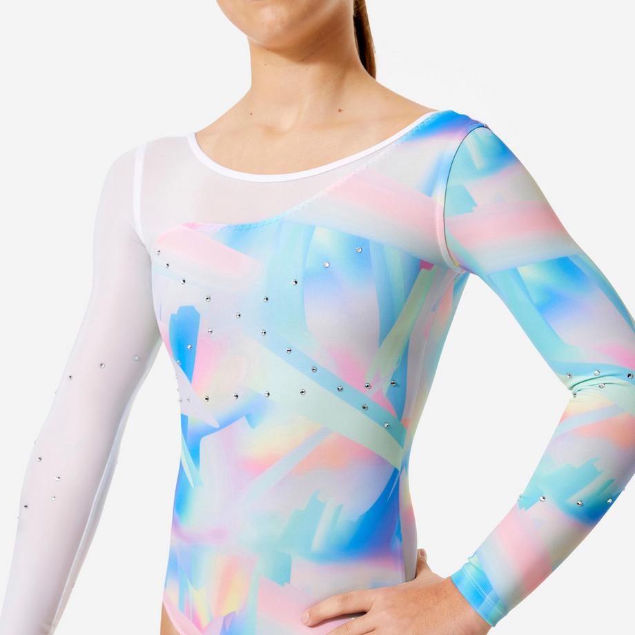 DOMYOS  Body ginnastica maniche lunghe strass poliestere 