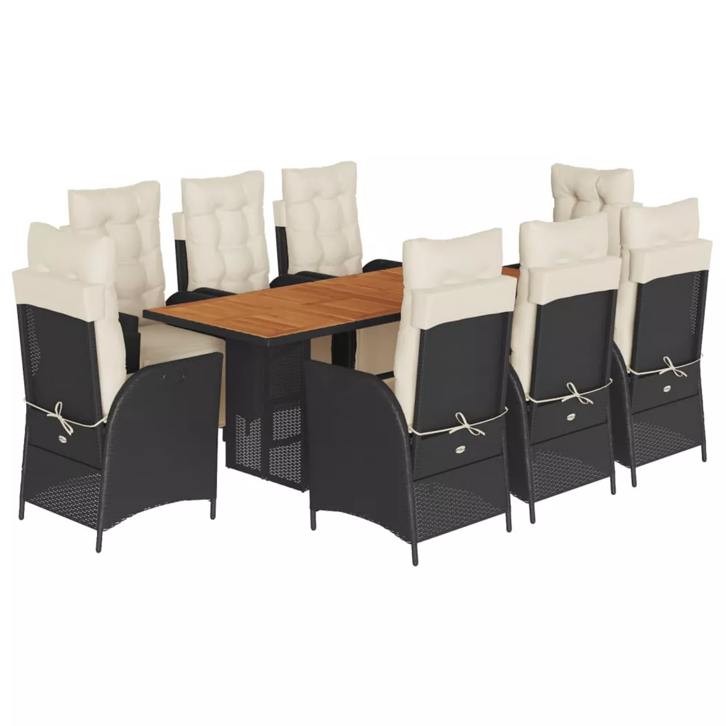 VidaXL - Garten essgruppe poly-rattan, One Size, Schwarz