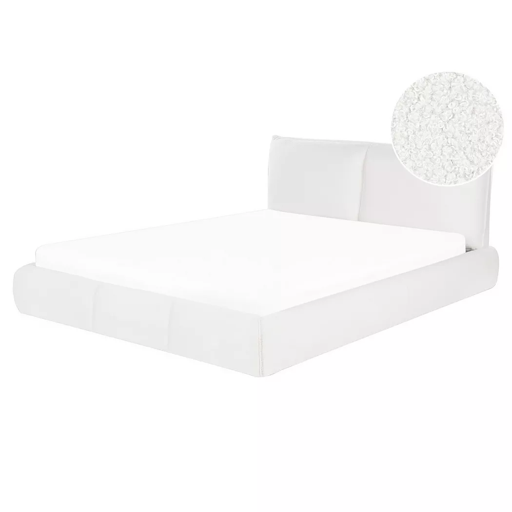 Beliani - Wasserbett aus Bouclé  VINAY, Weiss Bunt