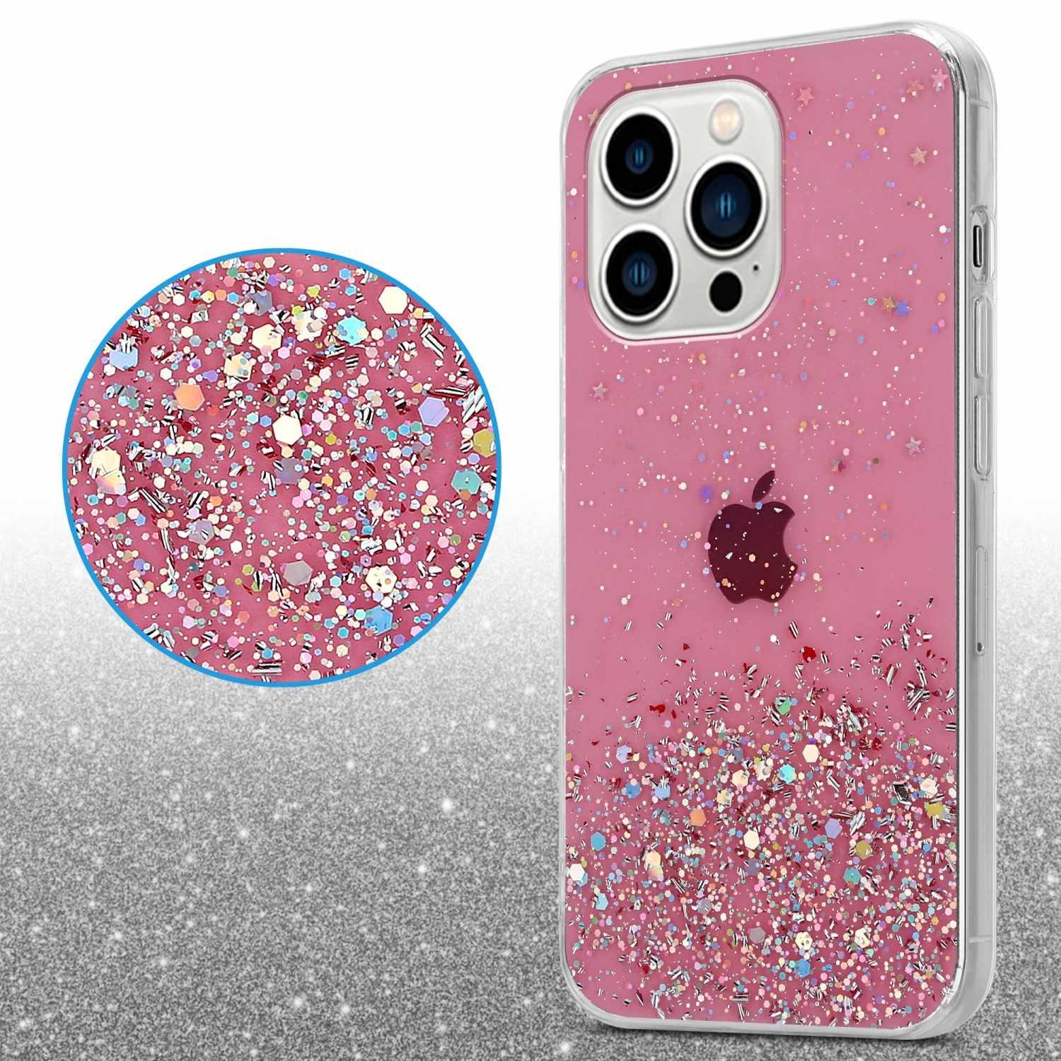 Cadorabo  Housse compatible avec Apple iPhone 14 PRO MAX - Coque de protection en silicone TPU flexible avec paillettes scintillantes 