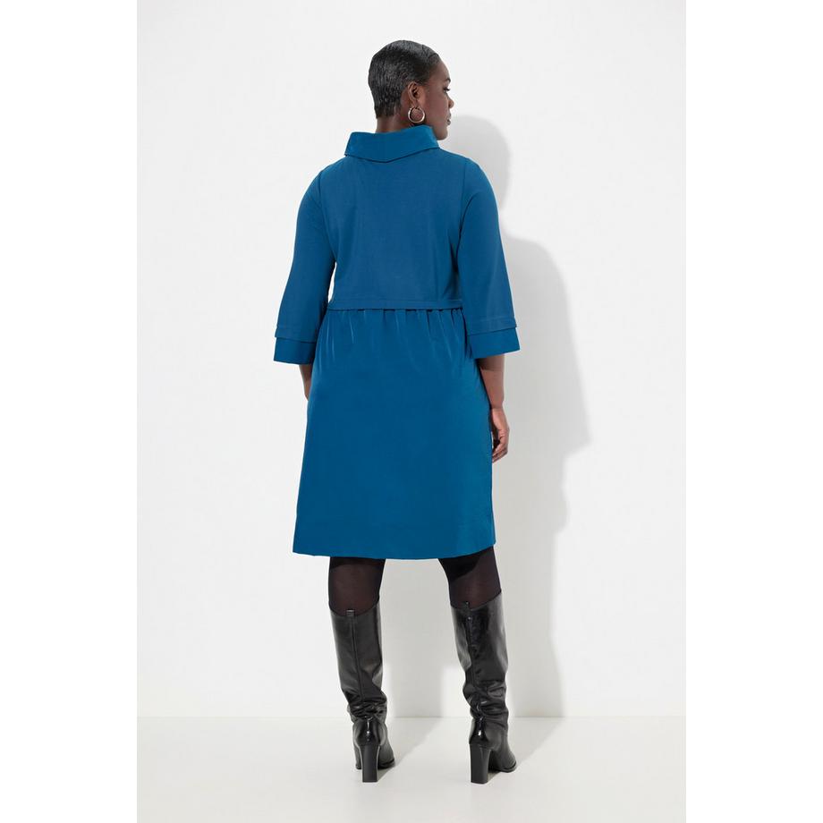 Ulla Popken Kleid Lagenoptik A-Linie Weiter Kragen 3/4-Arm  