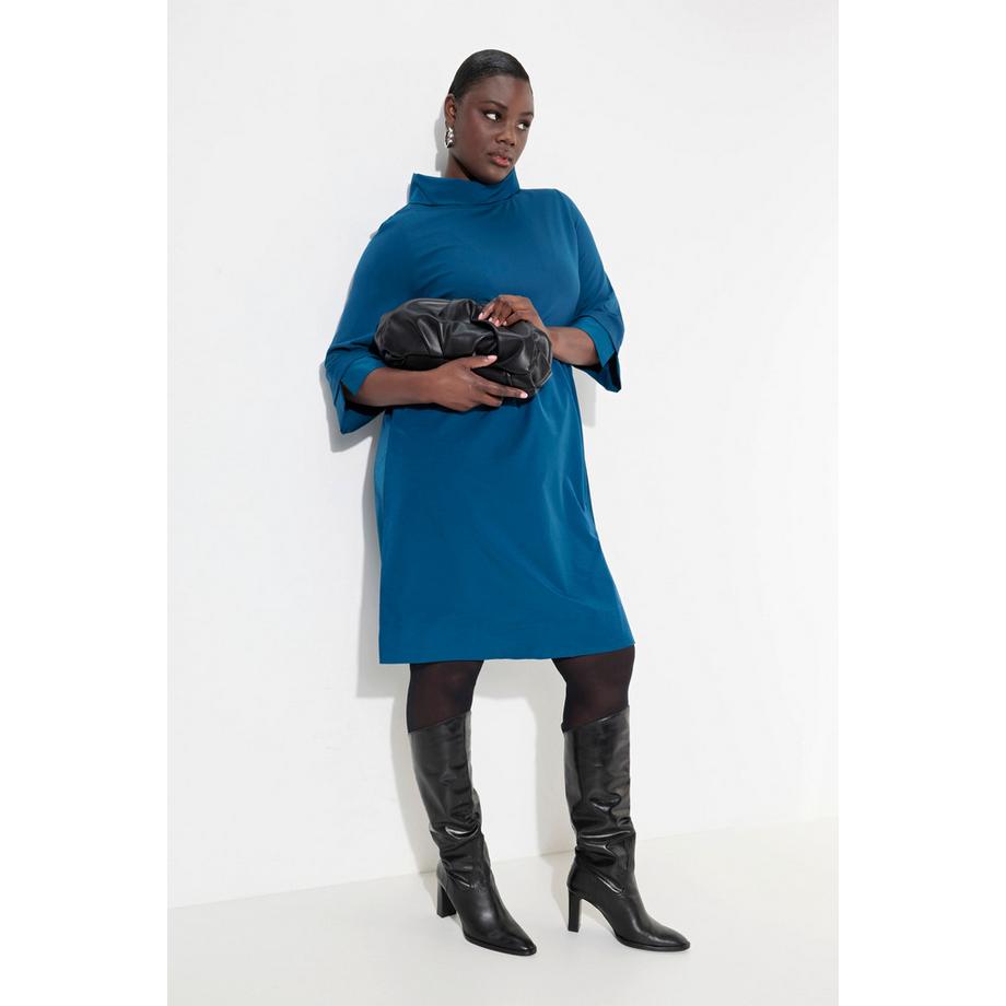 Ulla Popken Kleid Lagenoptik A-Linie Weiter Kragen 3/4-Arm  