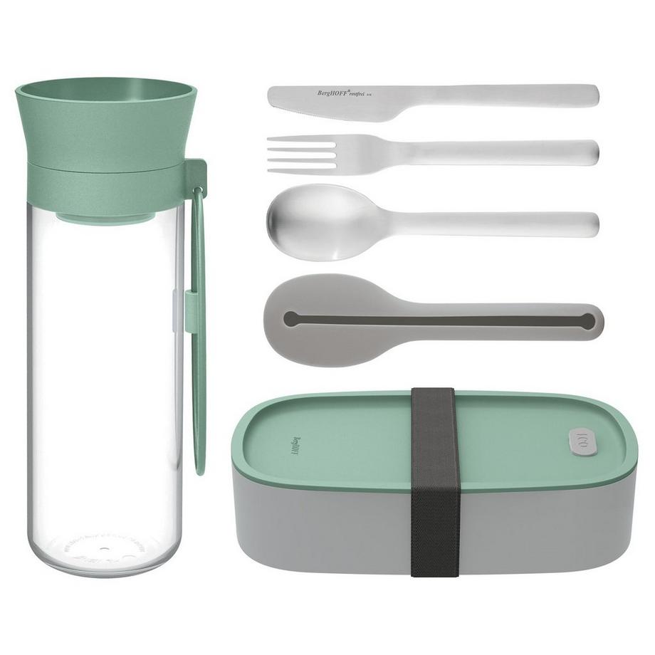 Berghoff  BergHOFF Leo 3950255 contenitore portapranzo Set per borsa portapranzo Polibutilene Tereftalato (PBT), Polipropilene (PP), Silicone, Acciaio inossidabile Grigio, Colore menta, Trasparente 