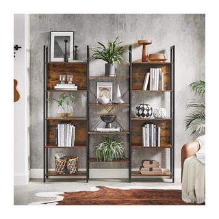 Calicosy Bücherregal mit Stahlrahmen im Industriestil, 5 Regale  