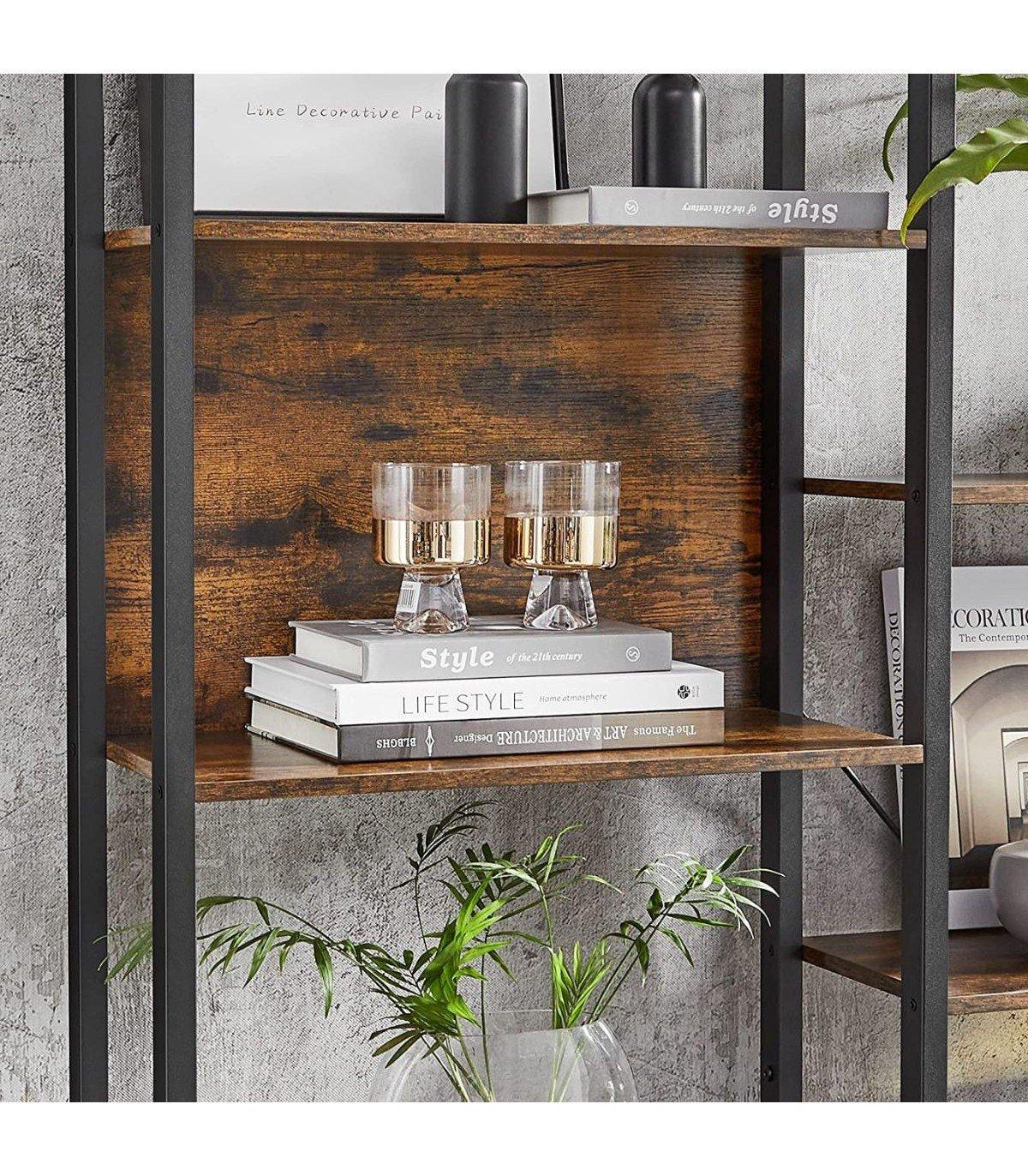 Calicosy Bücherregal mit Stahlrahmen im Industriestil, 5 Regale  