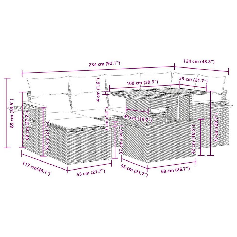 VidaXL set divano da giardino Polirattan  