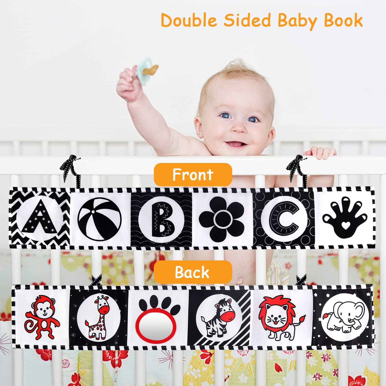 Activity-board  Baby-Spielzeugbuch, Kontrastkarten-Babybuch, Baby-Stoffbuch, Baby-Fühlbuch, Doppelseitiges weiches Stoffbuch mit Spiegel 