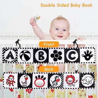 Activity-board  Baby-Spielzeugbuch, Kontrastkarten-Babybuch, Baby-Stoffbuch, Baby-Fühlbuch, Doppelseitiges weiches Stoffbuch mit Spiegel 