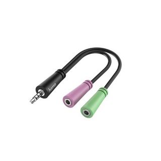 hama  Hama Adattatore Jack 3,5 mm 4 poli M/ 2x Jack 3,5 mm F, per cuffie con microfono 