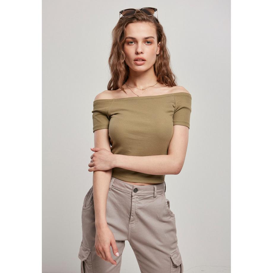 URBAN CLASSICS Geripptes Off Shoulder T-Shirt  