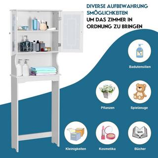 Northio Toilettenschrank Badezimmer Regal Toilettenregal Waschmaschinenschrank mit 3 Regalen Weiß 60 x 22 x 170,5 cm  