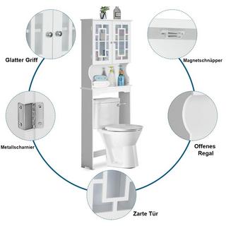 Northio Toilettenschrank Badezimmer Regal Toilettenregal Waschmaschinenschrank mit 3 Regalen Weiß 60 x 22 x 170,5 cm  