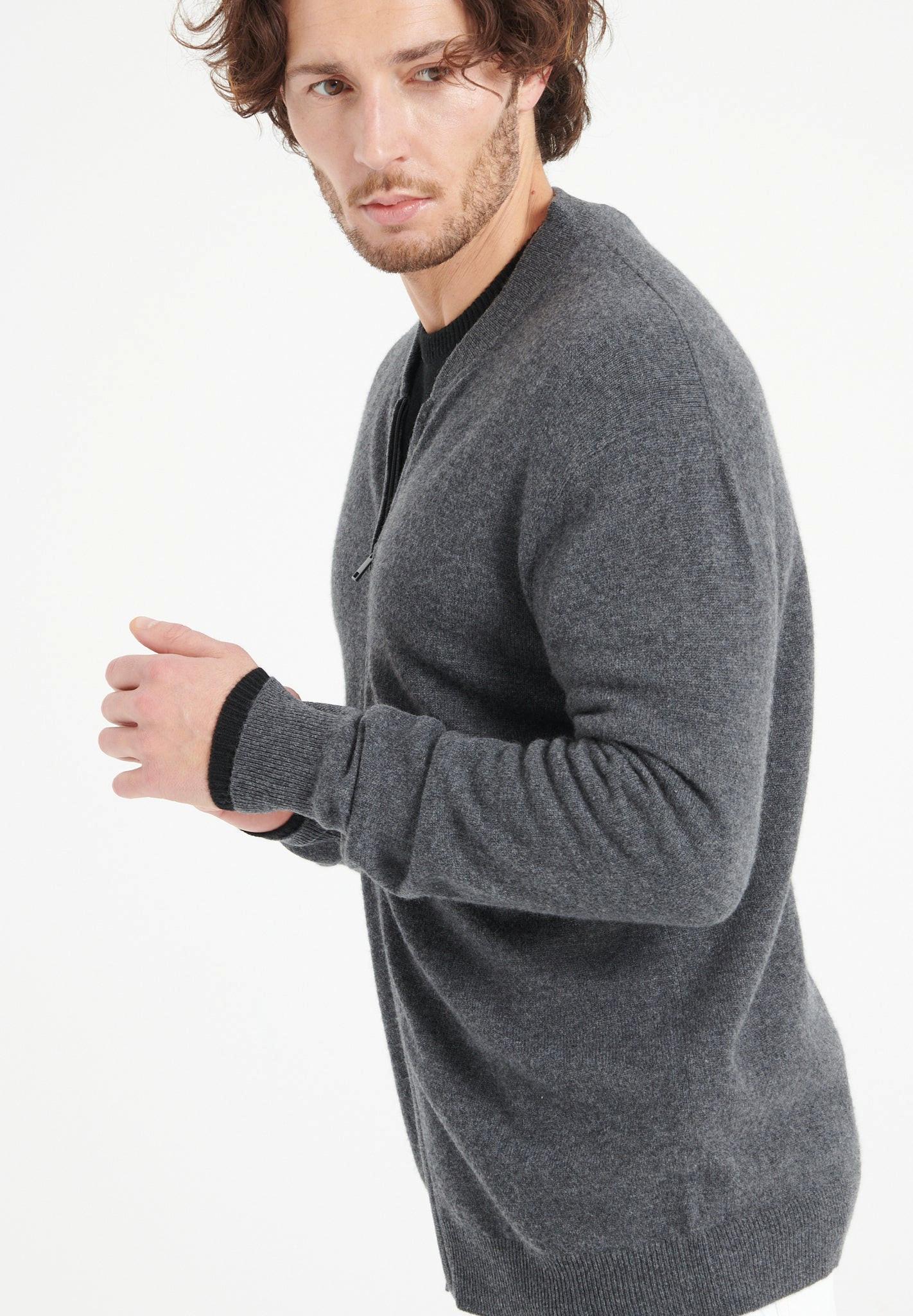 Studio Cashmere8  LUKE 10 Cardigan con collo a bomber - 100% cashmere 