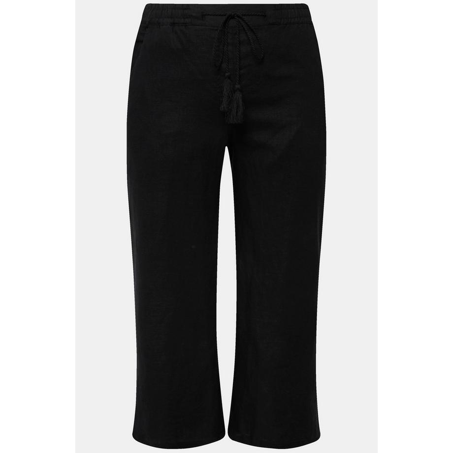 Ulla Popken Pantaloni di lino 7/8 cintura elastica  