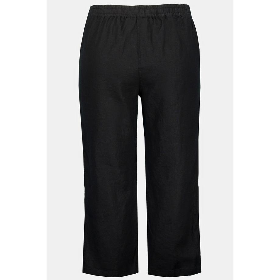 Ulla Popken Pantaloni di lino 7/8 cintura elastica  