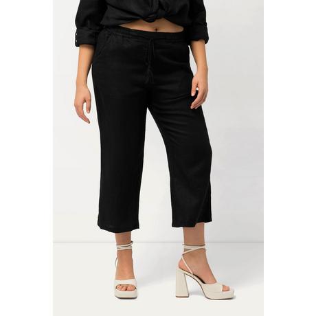 Ulla Popken  Pantalon en lin 7/8 à taille élastique. Naturellement respirant 