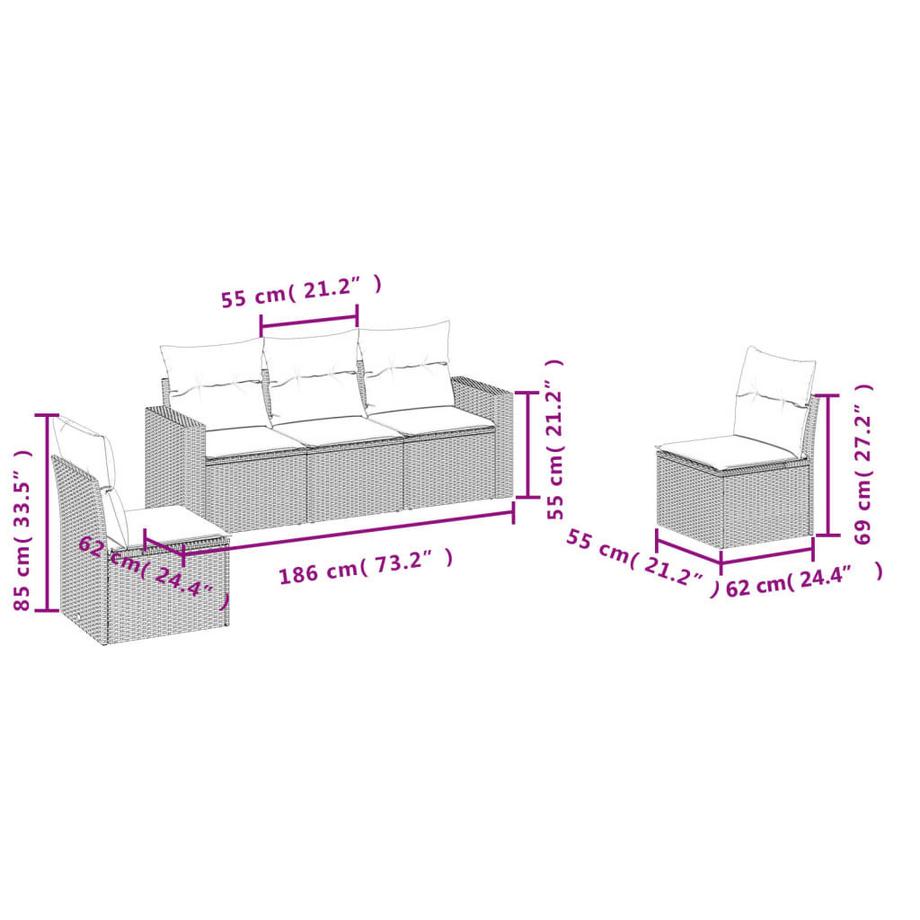 VidaXL Garten sofagarnitur poly-rattan  