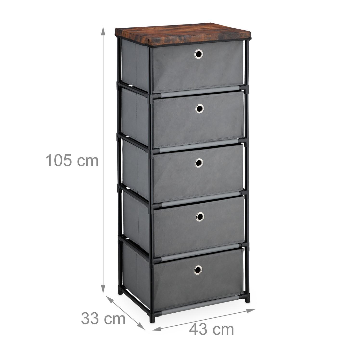 Northix Cassettiera dal design in legno con cassetti in tessuto  