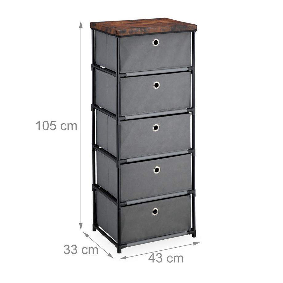 Northix Cassettiera in legno con cassetti in tessuto  