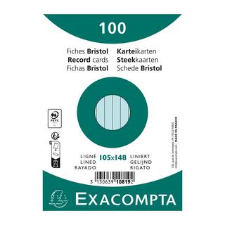 Exacompta Confezione 100 cartoncini bristol a righe non perforati 105x148mm - x 20  