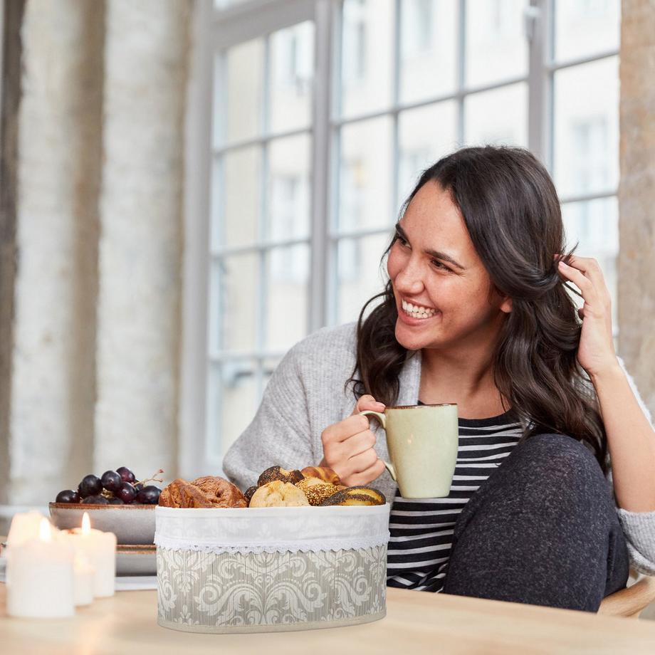 B2X Cestino per il pane in bambù, floreale  