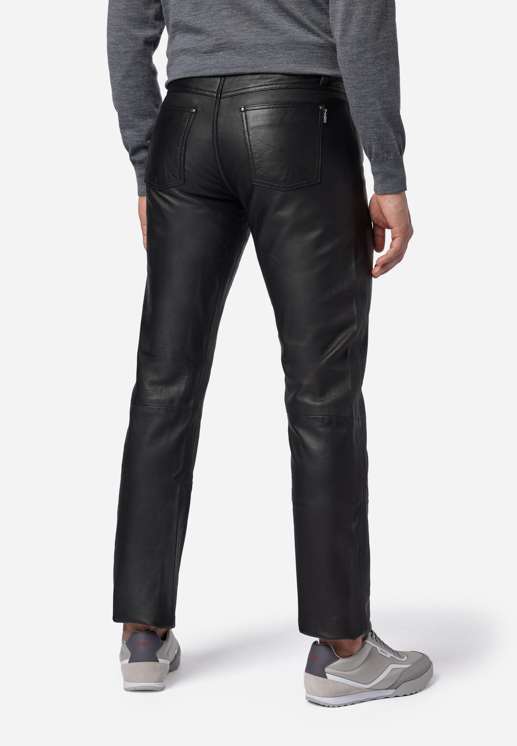 RICANO  Pantalon en cuir pour hommes No. 3 TR Jeans, dans un style classique à 5 poches, taille normale. 