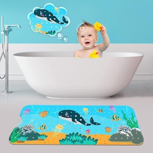 Activity-board Tapis de bain pour baignoire pour enfants - Tapis de bain antidérapant pour bébé - Extra long - Tapis de sol antidérapant pour salle de bain, douche pour tout-petits - Avec ventouses et trous de drainage  