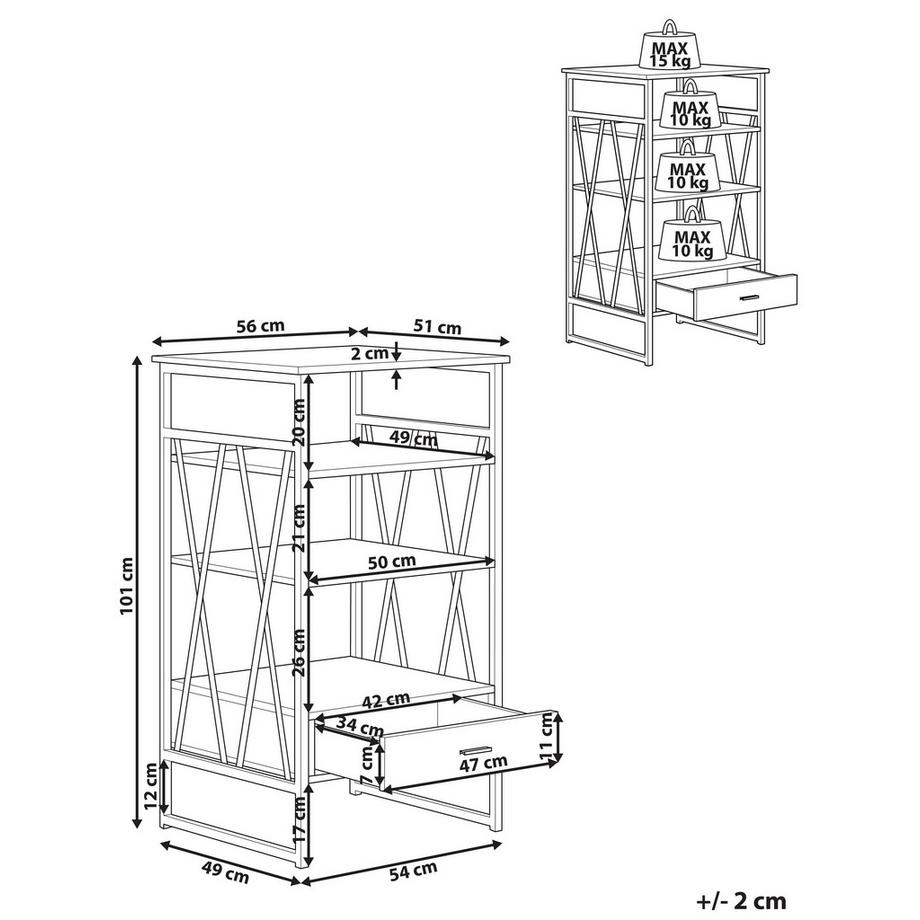 Beliani Mobile con 3 ripiani en Pannello di fibre (LDF) Industriale KEENE  