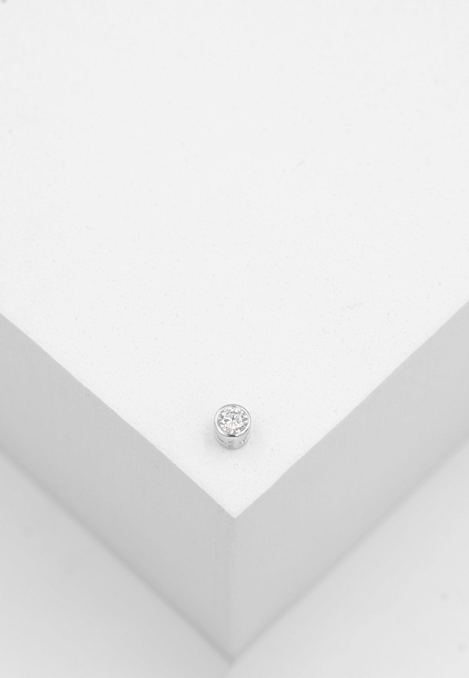 MUAU Schmuck  Solitär Anhänger Zargenfassung Weissgold 750 Diamant 0.10ct. 4.5x4.5mm 