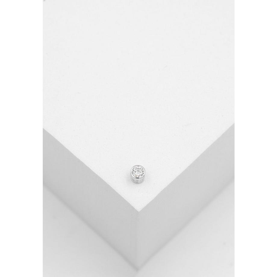 MUAU Schmuck  Solitär Anhänger Zargenfassung Weissgold 750 Diamant 0.10ct. 4.5x4.5mm 