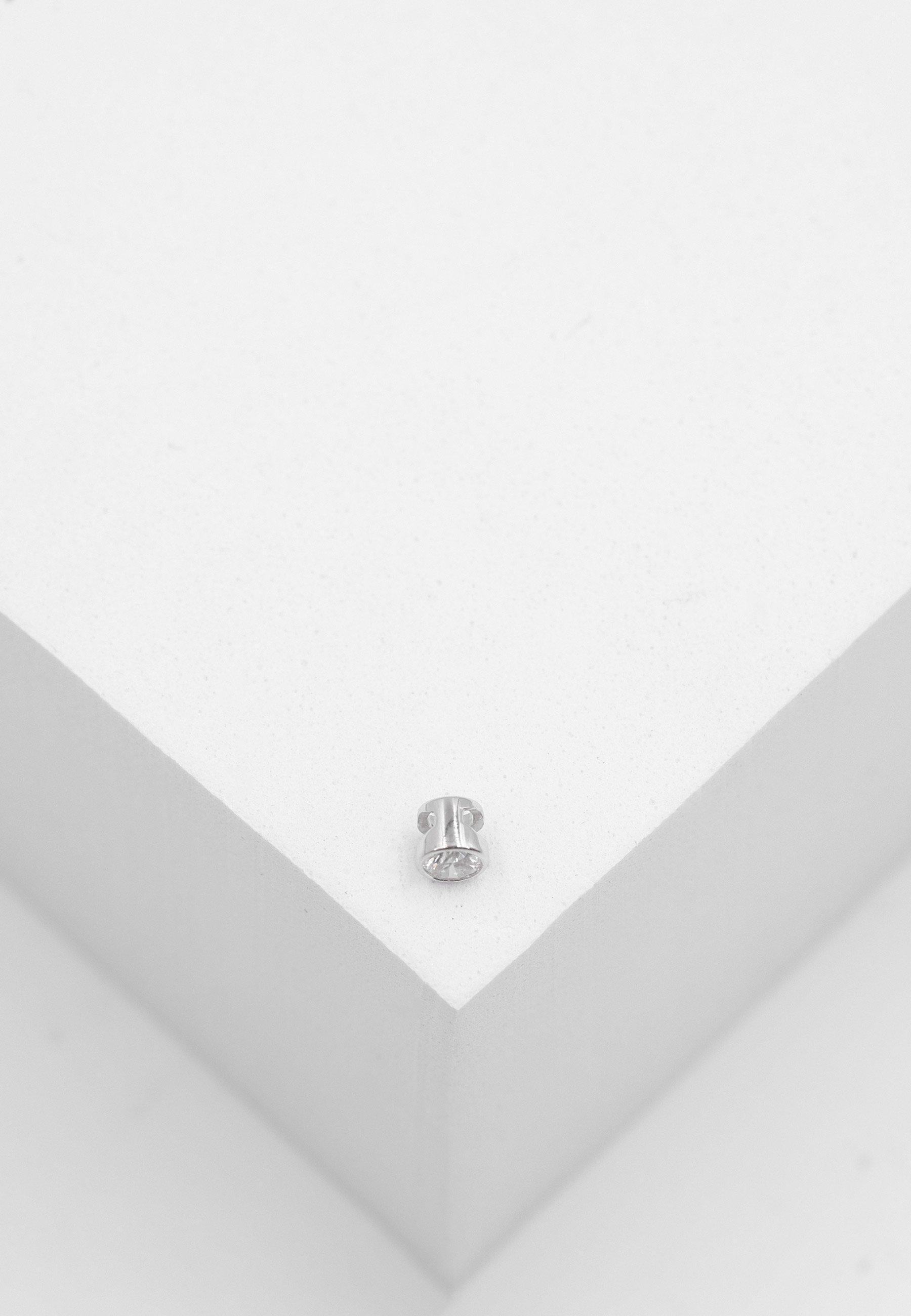 MUAU Schmuck  Solitär Anhänger Zargenfassung Weissgold 750 Diamant 0.10ct. 4.5x4.5mm 