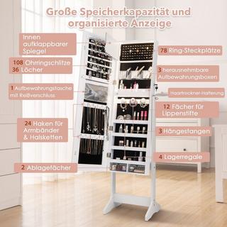 Northix LED Schmuckschrank mit Ganzkörperspiegel und Schminkspiegel 41 x 37 x 156 cm Weiß  