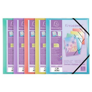 Sammelmappe A4 mit Gummizug und 3 Klappen, PP, Kreacover Pastell - x 25