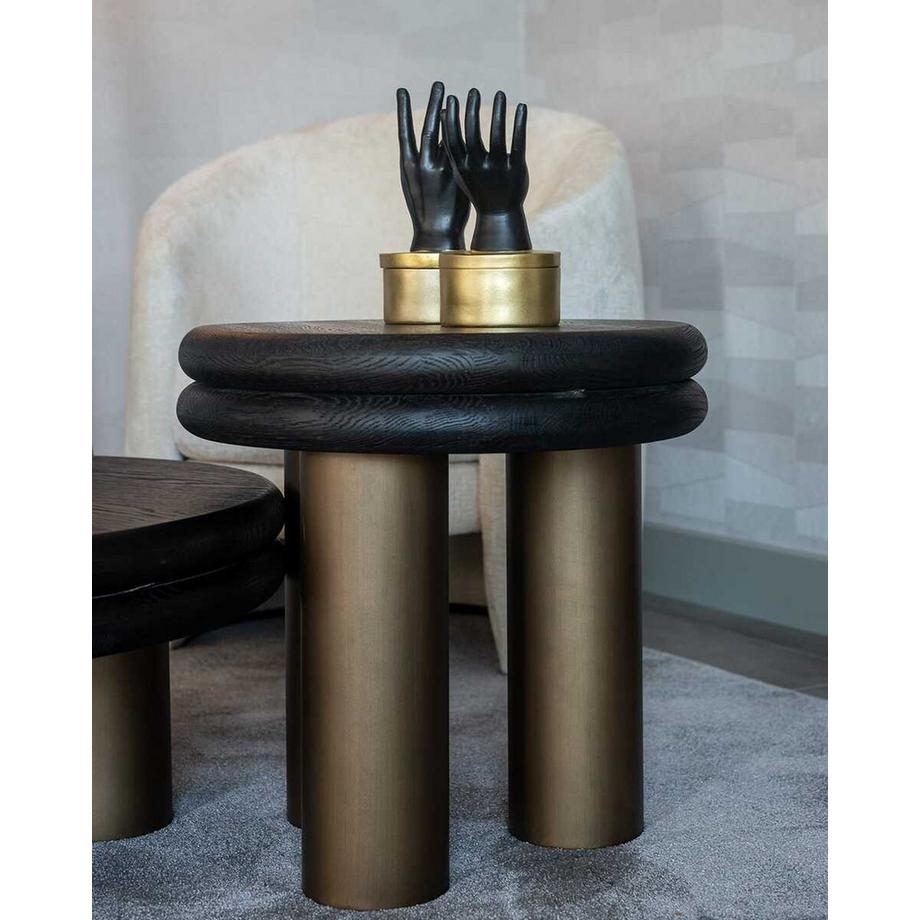 mutoni Tavolino Macaron nero oro spazzolato 50  