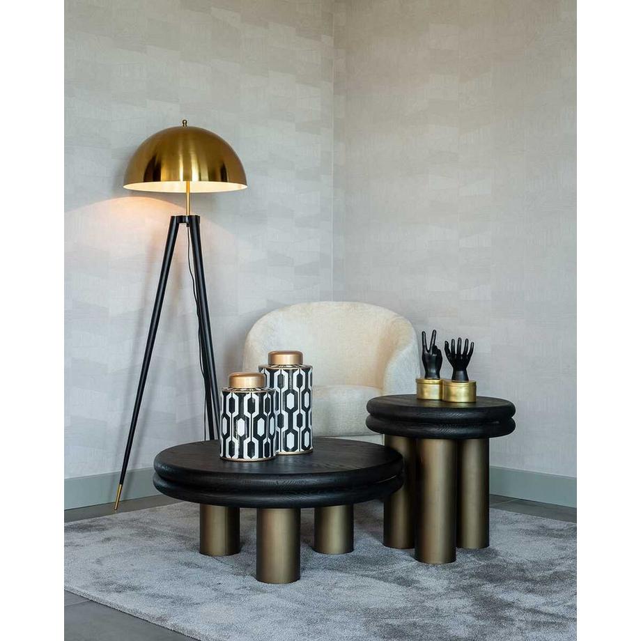 mutoni Tavolino Macaron nero oro spazzolato 50  