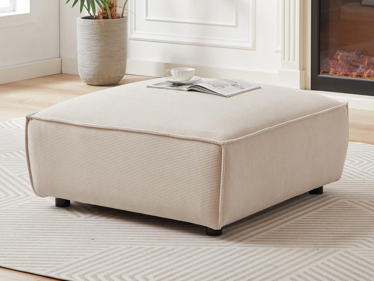 PASCAL MORABITO Pouf in Velluto a coste Beige - BORORE di Pascal Morabito  