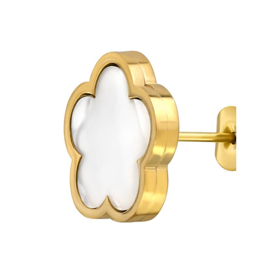 Maxte  Ohrstecker Wolke aus Edelstahl mit Muschel/Imitiertem Stein 