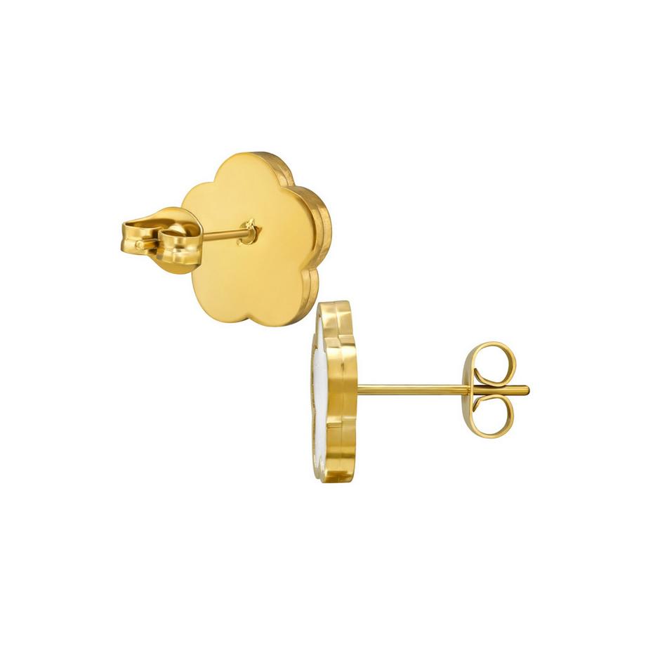 Maxte  Ohrstecker Wolke aus Edelstahl mit Muschel/Imitiertem Stein 