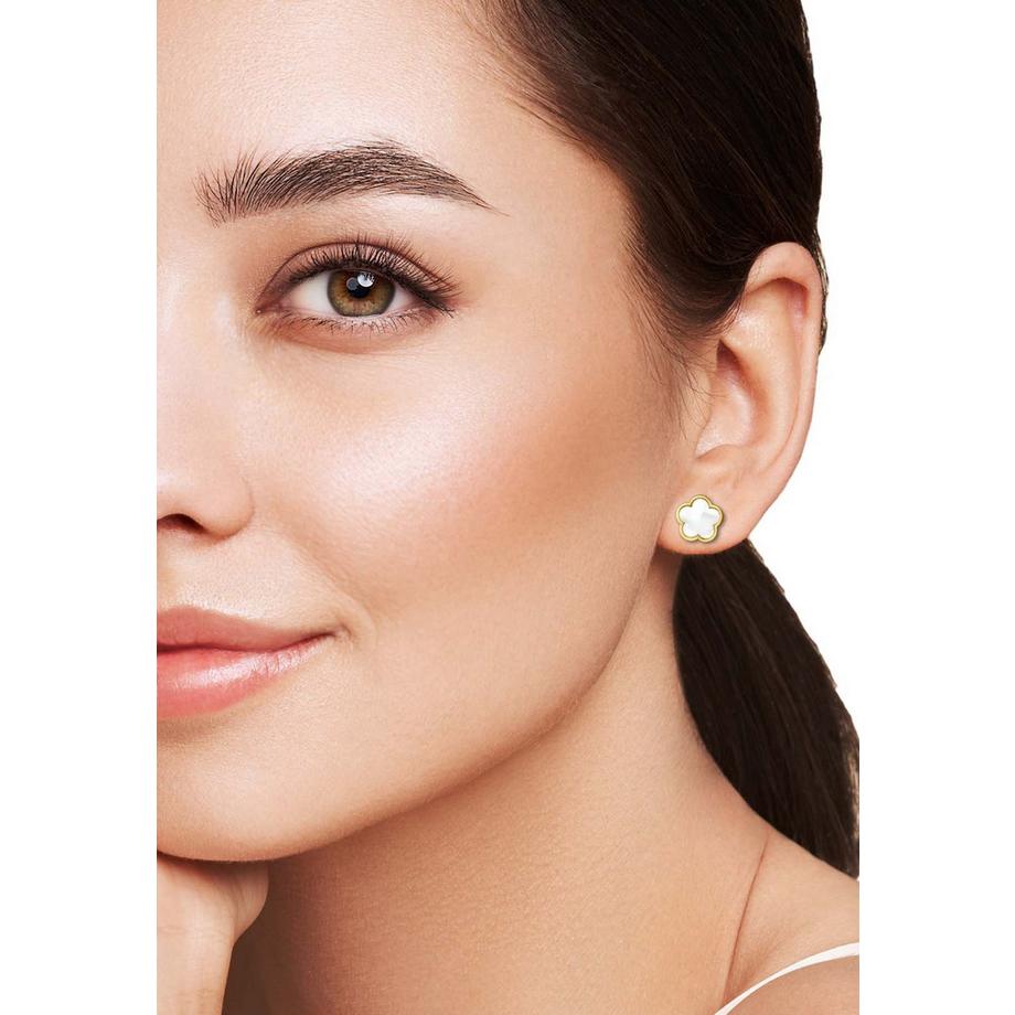 Maxte  Ohrstecker Wolke aus Edelstahl mit Muschel/Imitiertem Stein 