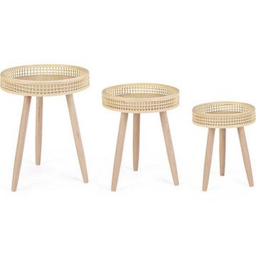 Table basse Almas ronde nature (lot de 3)
