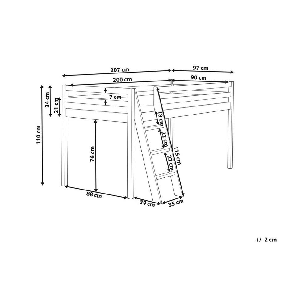 Beliani Lit à mit-hauteur en Bois de pin Moderne ASCOUX  