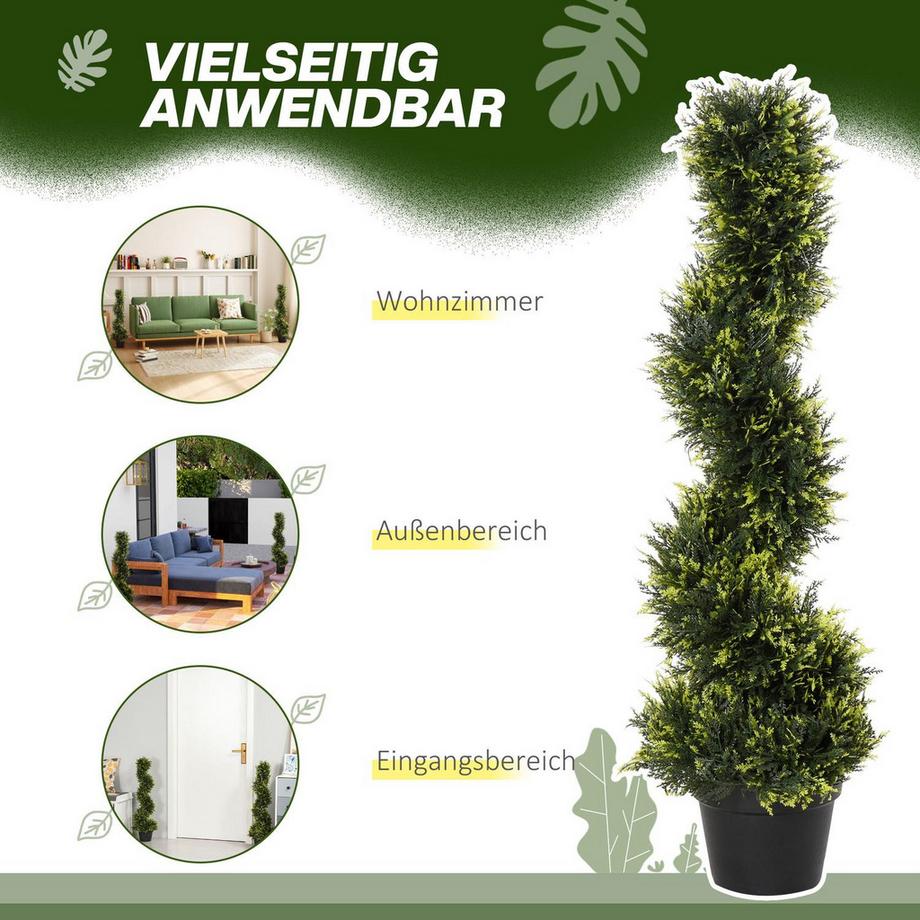 Northio Lot de 2 cèdres artificiels grande plante artificielle 90 cm, plantes artificielles en plastique cèdre en pot, plante en spirale comme de vraies pour salon chambre bureau jardin décoration moderne  