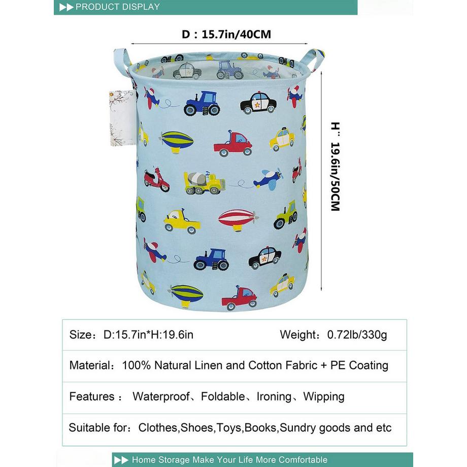 Alopini Panier à linge pour chambre d'enfant panier en toile pliable avec revêtement imperméable grands paniers de rangement pour enfants  
