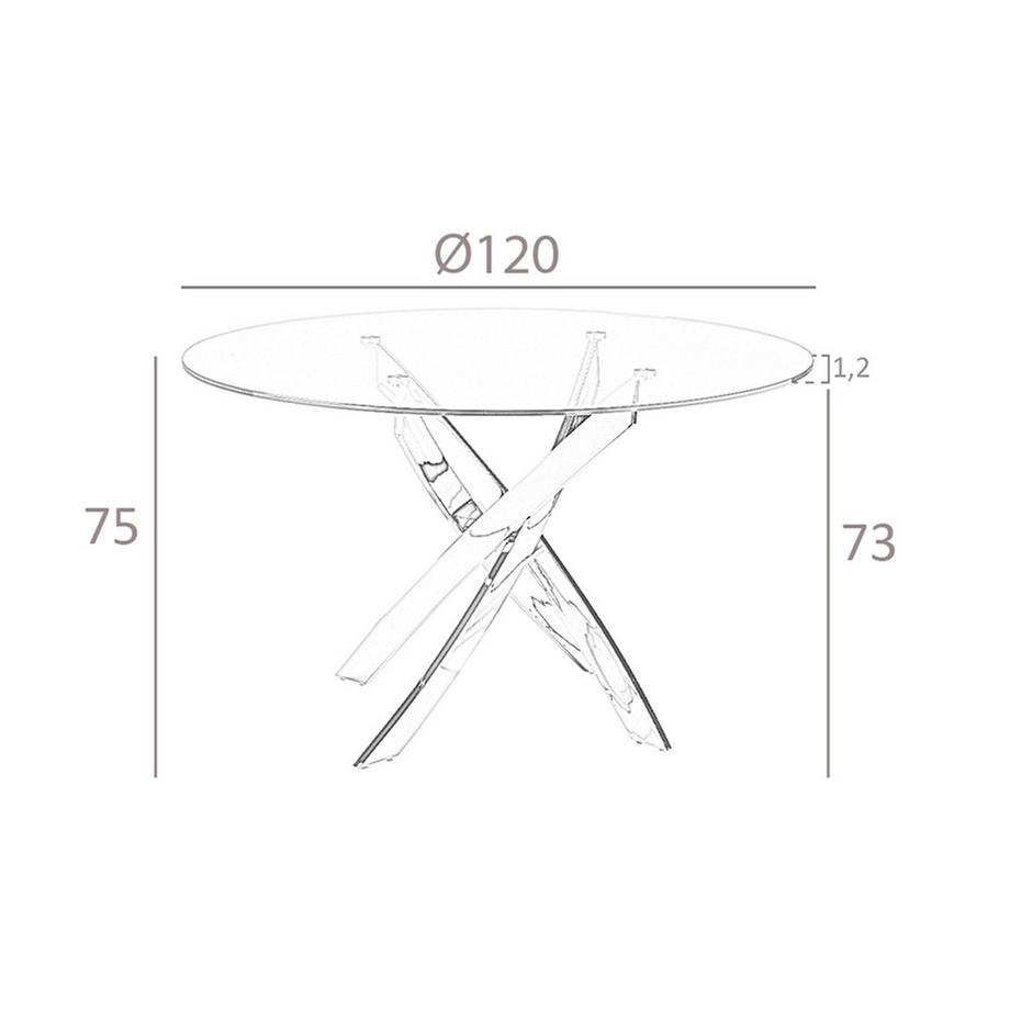 ANGEL CERDA Table à manger ronde verre trempé et acier blanc  